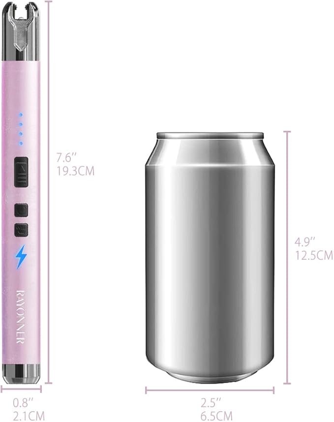 RAYONNER Electric Candle Lighter with Flashlight, USB C Rechargeable Plasma Arc Lighters Windproof for Deep Candles, Gas Stove, Camping Grill Fireworks Pink