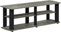 Furnifact French Oak/Black Nelly Entertainment Center TV Stand with Composite Wood Construction, Modern Design, Durable and Space-Saving for Living Room