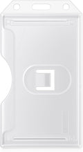 5 Pack - Heavy Duty 2-Sided Rigid Multi Card Holder - Hard Plastic Vertical ID Badge Holders for 2 Standard or Thick Prox Cards, Fuel Card, CAC, Work Badge, or Credit Cards by Specialist ID (Clear)