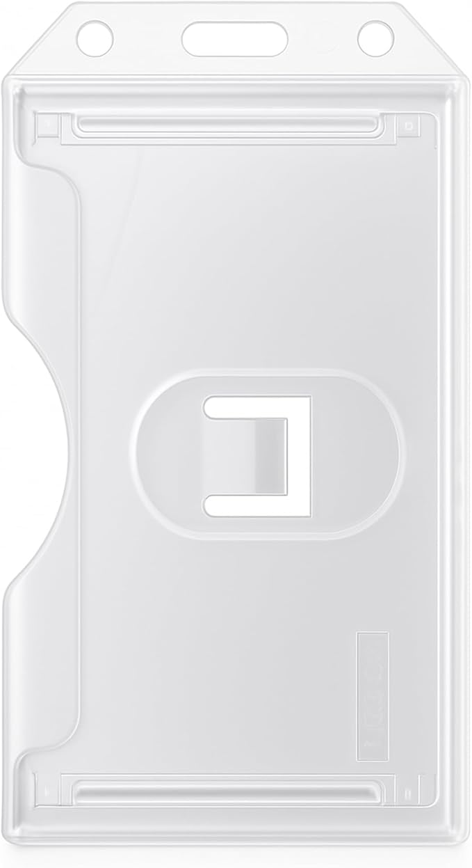 5 Pack - Heavy Duty 2-Sided Rigid Multi Card Holder - Hard Plastic Vertical ID Badge Holders for 2 Standard or Thick Prox Cards, Fuel Card, CAC, Work Badge, or Credit Cards by Specialist ID (Clear)