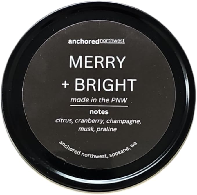 Anchored Northwest - Merry & Bright Travel Tin Candle, 6oz, 35+ Hour Burn