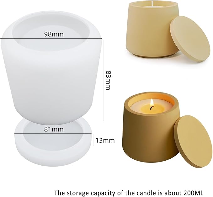 Storage Boxes with Lids, Creative Silicone Concrete Molds for Candle Holders, Resin Epoxy Casting Molds DIY for Candle Making Supplies & Storage