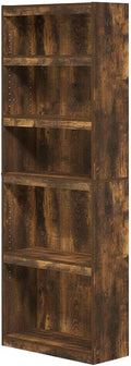 Furnifact Amber Pine 5-Tier Shelf Bookcase, Durable Wood Construction, Multi-Functional Storage, Stylish Rustic Finish, Suitable for Living Room or Office