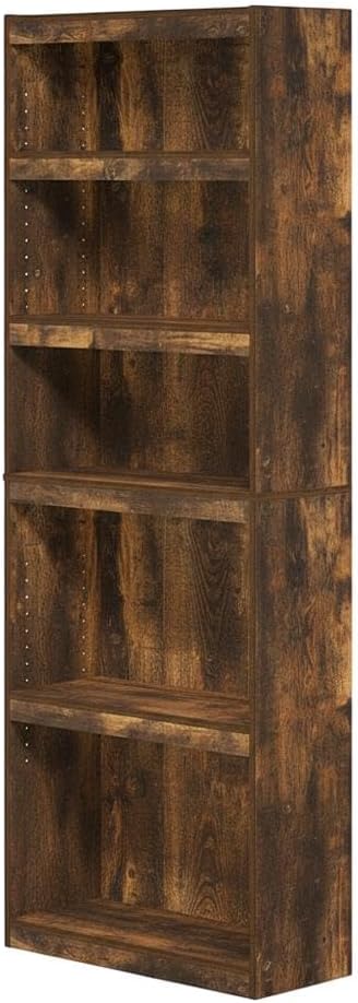 Furnifact Amber Pine 5-Tier Shelf Bookcase, Durable Wood Construction, Multi-Functional Storage, Stylish Rustic Finish, Suitable for Living Room or Office