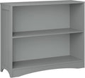 RiverRidge Kids' Horizontal Bookshelf 2 Large Open Storage Shelves - Toy Organizer Bookcase with Beadboard Side Panels Fits RiverRidge Folding Bins for Room Organization Gray