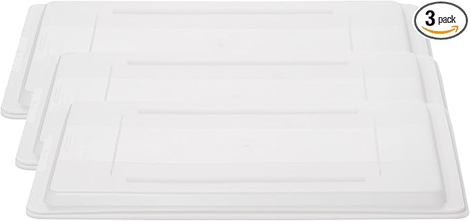 Rubbermaid Commercial Products Food Storage Box Lid for 8.5, 12.5, 16.5, and 21.5 Gallon Sizes, White (FG350200WHT) (Pack of 3)
