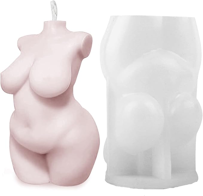 Human Body Silicone Resin Mold for Candles, Chocolate, Soap - Sexy Woman Curvy Figure 3D Moulds, Naked Fat Females Clay Mould for Resin Pendant Plaster Carving