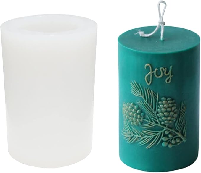 3D Cylinder Pine Cone Candle Mold,Silicone Clay Soap Mould for Making Soy Wax Beeswax Candles Handmade Art Craft