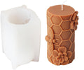 Bee Honeycomb Flower Cylinder Candle Mold, Honeybee Beehive Pillar Silicone Mold for Beeswax Candle, Soy Wax Candle, Plaster Ornament, DIY Crafts (C)