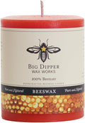 Big Dipper Wax Works Pumpkin Orange Beeswax Pillar Candle, 100% Pure Beeswax, Hand-Poured, 60-Hour Clean Burn, Non-Toxic & Eco-Friendly, Cozy Fall Home Décor & Thanksgiving Centerpiece, 3" x 3.5"