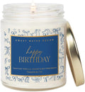 Sweet Water Decor Happy Birthday Candle Jar, Non-Toxic Soy Wax, Blue Bows Candle with Tahitian Vanilla, Sugar, and Buttercream Scent Notes, 40+ Hour Burn Time 9 oz with Gold Lid, Birthday Gift for Her