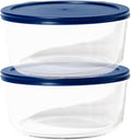4-Piece Glass Food Storage Containers Set (2 Containers + 2 BPA-Free Lids) | 6.5-Cup, Leakproof | Microwave, Freezer, Oven & Dishwasher Safe | Ideal for Meal Prep & Pantry Organization, Blue