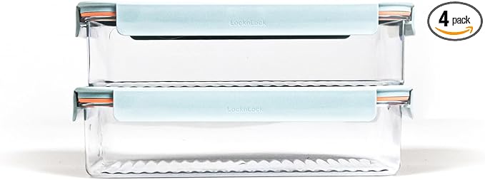 LocknLock LBF406RS2M Modular Plus Food Storage Container,4 set (2 containers & 2 Lids)- Mint