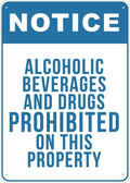 Alcoholic Beverages And Drugs Prohibited On This Property Sign Outdoor, Uv Printed Rust Free Aluminum 12 X 8 In,Yard Sign For Home, Business, Driveway Alert
