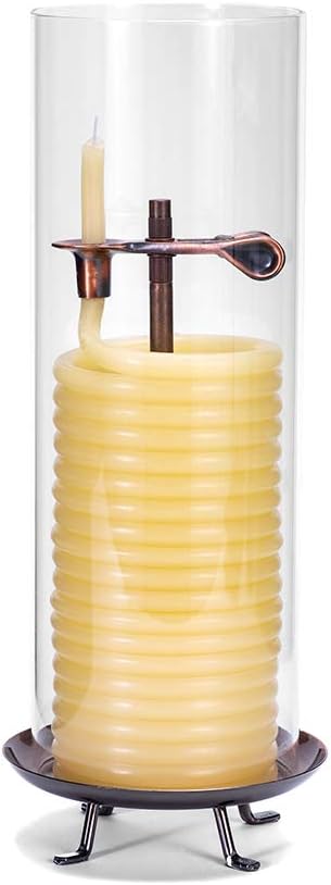 Candle by the Hour 80-Hour Candle with Glass Cylinder, Eco-friendly Natural Beeswax with Cotton Wick, Yellow