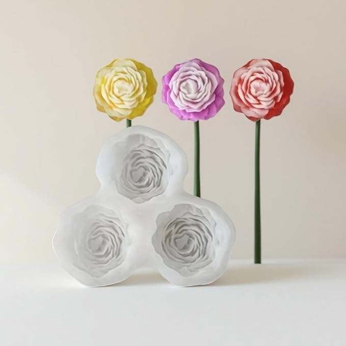 Silicone Flower Molds Set, 3D Rose Peony Succulent Design, 7-Cavity Resin Casting Molds for Candle Making, Soap, Wax Melts, Epoxy Crafts, Cake Decoration