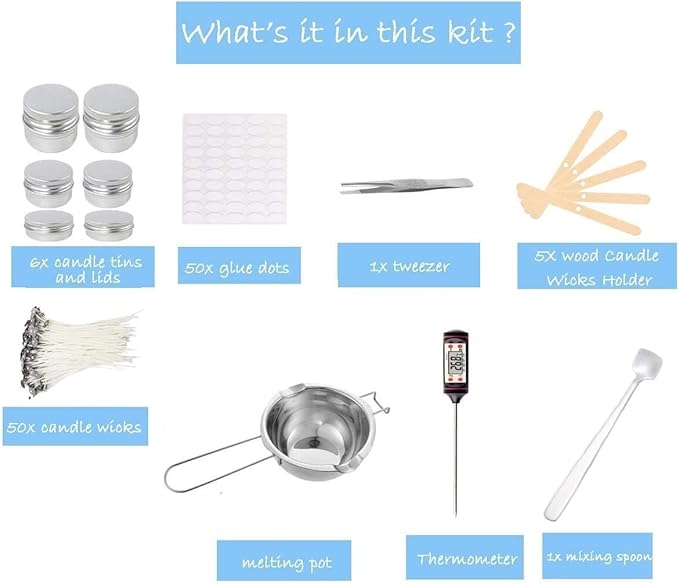 Complete DIY Candle Making Kit Supplies Including Melting Pot, Wax, Wicks, Tins, Candle Wicks Holder etc. TH0JY-1210