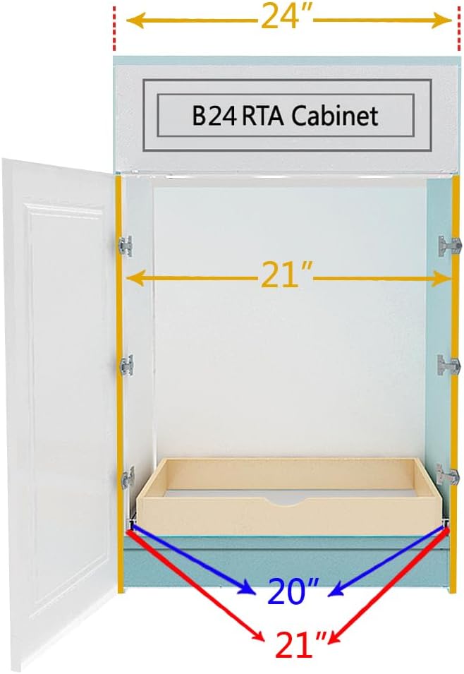 Couver Pull Out Drawers For Cabinets, 21"W x 21"D x 3"H Soft Close Slide Out Wood Shelves Storage Organizer for Kitchen, Finished, Heavy-Duty, Non-Assemble