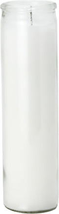 2x8 Inch Unscented Devotional Prayer Candle – Single Long-Burning White Religious Candle in Clear Glass Jar for Altars, Memorials, Baptism & Spiritual Reflection