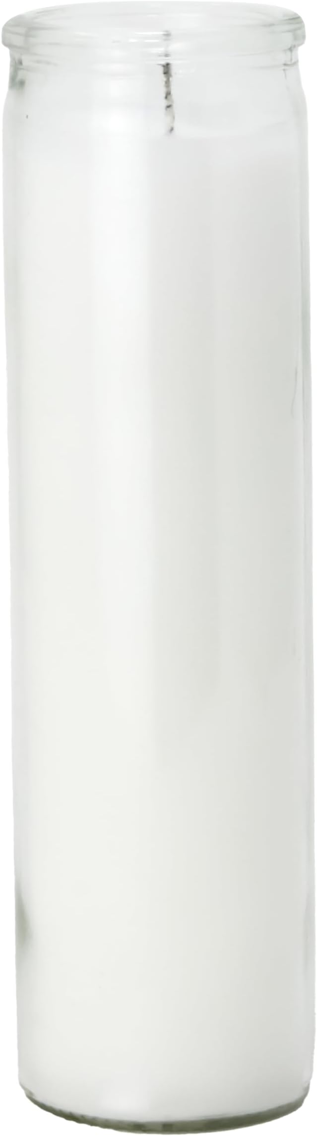 2x8 Inch Unscented Devotional Prayer Candle – Single Long-Burning White Religious Candle in Clear Glass Jar for Altars, Memorials, Baptism & Spiritual Reflection