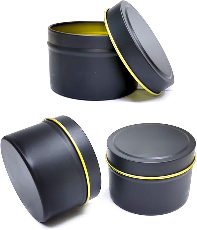 Unixing 24Pcs 4oz Candle Tins for DIY Candle, Metal Candle Container Tins for Candle Making Gold Champagne Black Silver Container Tins