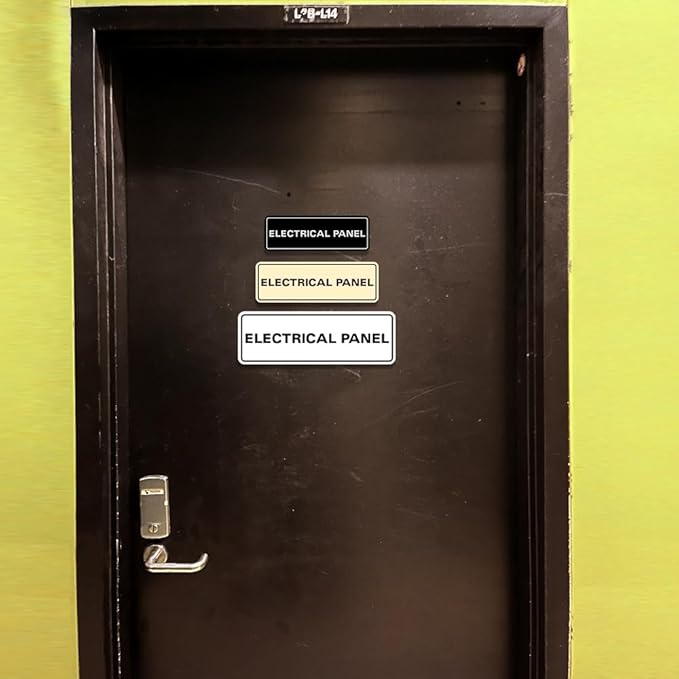 All Quality Standard Electrical Panel Wall or Door Sign - Durable Material | Clear and Functional Sign | Easy Installation‌ - Dark Brown - Small (2 Pack)