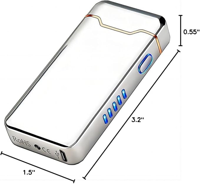 YOZWOO Rechargeable USB Electric Lighter High Power Flame Arc Lighters Plasma Lighters Windproof Camping Lighter with Long Battery Life for Home and Outdoor (Silver)