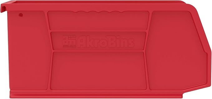 Akro-Mils 30237 AkroBins Plastic Storage Bins, Space-Saving Stackable Bins for Garage, Pantry, Craft Organization, 9" x 6" x 5", Red, 12-Pack