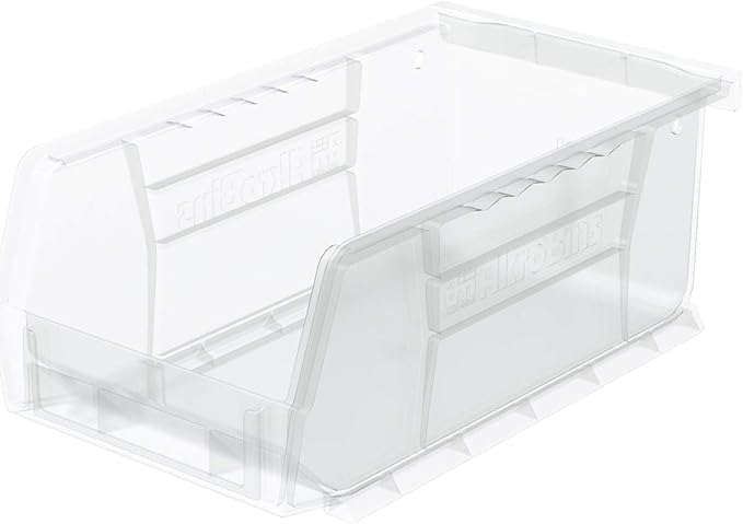 Akro-Mils 30220 AkroBins Plastic Storage Bins, Space-Saving Stackable Bins for Garage, Pantry, Craft Organization, 7" x 4" x 3", Clear, 24-Pack