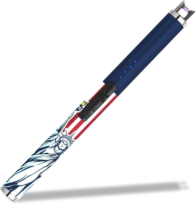 SUPRUS Electric Candle Lighter USB Type C Rechargeable Lighter with LED Battery Display and Safety Switch Windproof Best Souvenir for Independence Memorial and Veterans Day (Statue of Liberty)