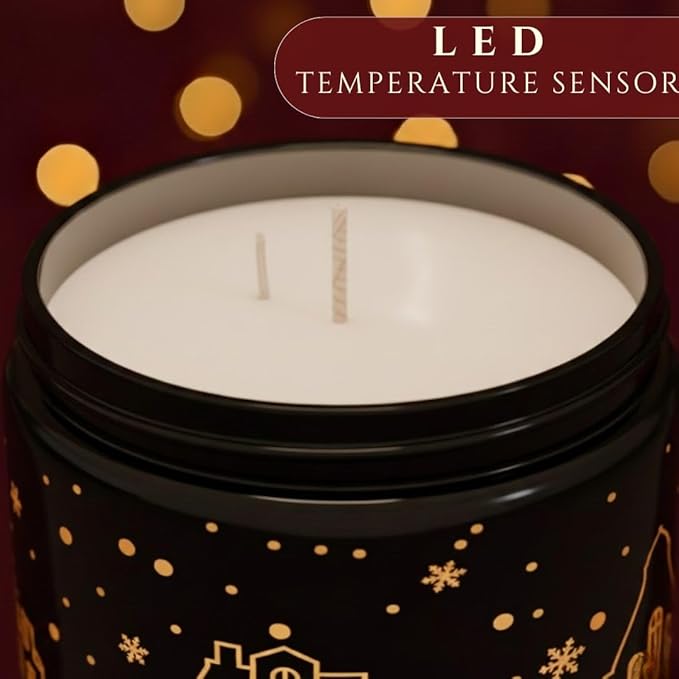 Black Cherry Scented Candle – Dual Light Glow Jar Candle (Real Flame + Heat Activated LED), Soy Wax Blend Aromatherapy Candle, 40-Hour Burn, Decorative Candle for Bedroom, Bathroom & Home Gift, 7oz