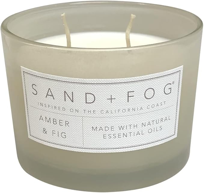 Sand + Fog Scented Candle - Amber & Fig – Additional Scents and Sizes – 100% Cotton Lead-Free Wick - Luxury Air Freshening Jar Candles - Perfect Home Decor – 12oz