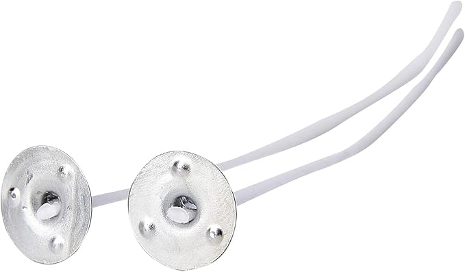 Candle Cotton Wicks, 100 Pieces, White, Pre-Waxed Short Wicks with Metal Sustainer Base for DIY Candle Making (15cm)
