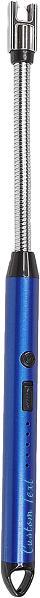 Custom Extra Long Electric Lighter, USB Rechargeable Candle Lighter, Reusable Electric Lighter with Charger for Indoor and Outdoor, Camping Essential for Men and Women, Engravable Designs (Blue)