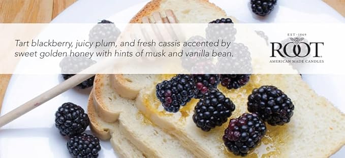 Root Candles Scented Candles Honeycomb Beeswax Blend Premium Handcrafted Candle, Large Veriglass, BlackBerry Honey