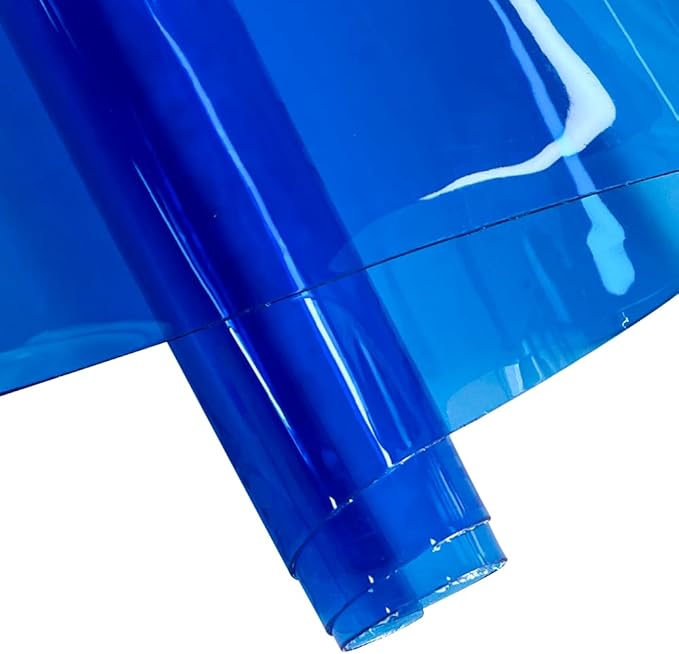 ONEART | Blue Transparent Leather Vinyl, 30 Gauge Solid Color See-Through Waterproof Jelly Faux Leather for Women DIY Handbags Tote, 12" x 48"