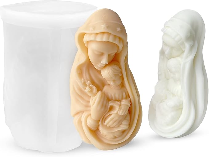 Virgin Mary Candle Mold, Silicone Mold for Religious Candle Making, Nativity Scene Candle Mold for Home Décor and Crafting