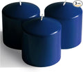 Candwax 3x3 Pillar Candles Set of 3 - Navy Blue Candles Pillar - 40-Hour Burn Time Self-Extinguishing Long Lasting Candles for Home Decor - Cone-Top Dark Blue Pillar Candles