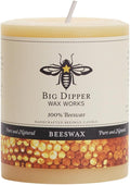 Big Dipper Wax Works 100% Pure Beeswax Pillar Candles (1 Pack) – 3" x 3.5" Handmade in USA, Long Burning Clean Soot-Free, Natural Honey Aroma, Eco-Friendly Cotton Wick, Home Décor & Meditation