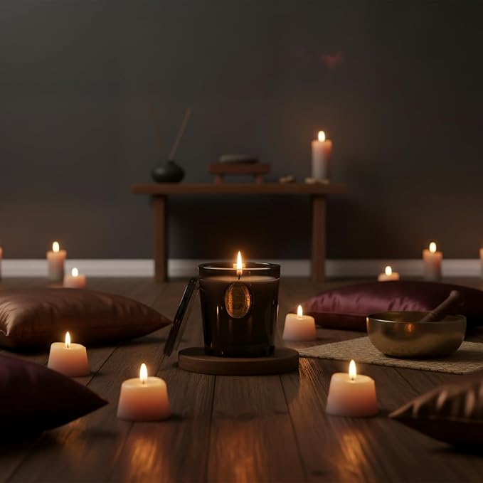 M&SENSE Natural Soy Candle | Oud Wood & Black | 9.2 oz, 50H Burn Time | Luxury Scented Candle for Relaxation, Gifting, Home Décor | Ideal for Bedroom, Office, Party Ambiance