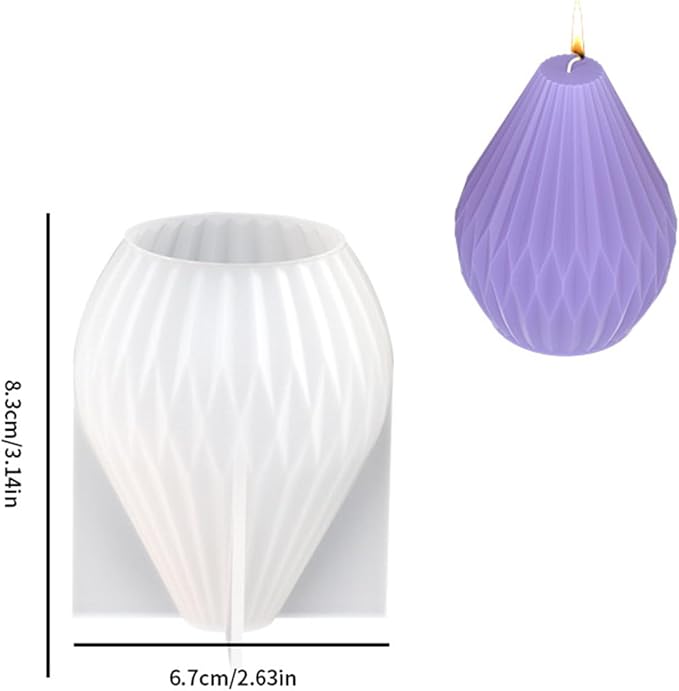 Silicone Candle Molds, 3D Pear Shape Scented Candle Mold, Classic Geometric Design, Colorless, BPA Free, Silicone Molds for Candle Making, DIY, Resin, Wax, Soap, Clay, Chocolate Etc