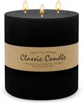 Large 3-Wick Black Pillar Candle - 6x6 Inch Dripless & Smokeless Unscented Fat Candle, 120 Hour Long Burning Hand-Made Thick Candle