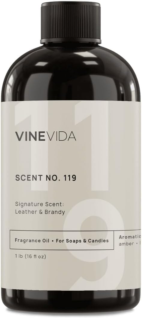 VINEVIDA Scent NO. 119 Fragrance Oil - 16oz (1lb) - Leather & Brandy Signature Scent Oil for Candle & Soap Making - Made in USA
