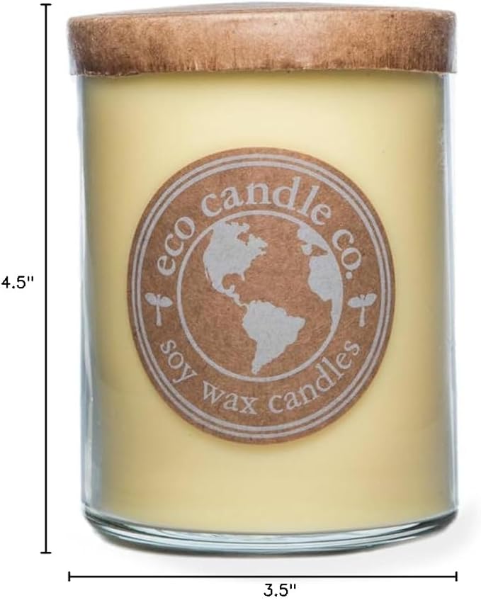 ECO CANDLE CO. Recycled Candle, Sunshower, 18 oz. - Scents of Citrus & Musk - 100% Soy Wax, No Lead, Kraft Paper Label & Lid, Hand Poured, Phthalate Free, Made from Midwest Grown Soybeans