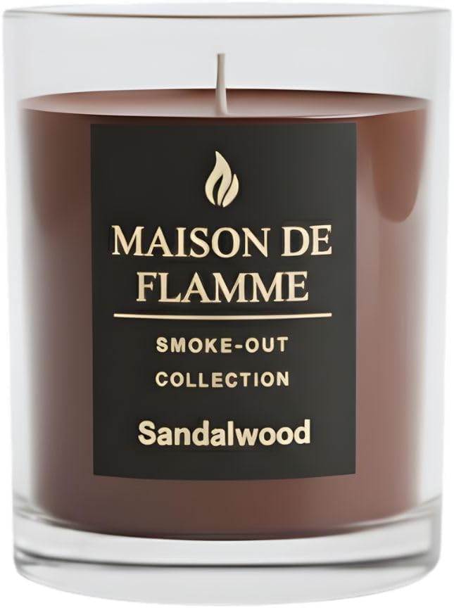 Smoke Odor Eliminating Candle – Sandalwood Soy Wax Candle for Kitchen, Apartment & Home Smells, Long Lasting Odor Neutralizing Scented Candle, 150g / 5.3 oz – Maison De Flamme