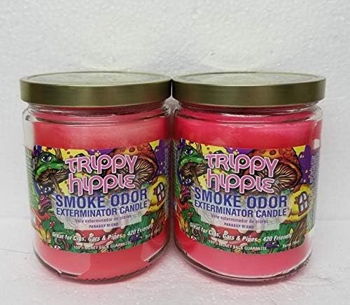 Smoke Odor Exterminator 13oz Jar Candle, Trippy Hippie 2 Pack.