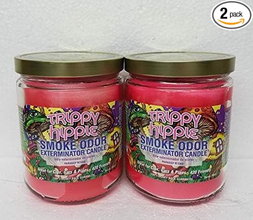Smoke Odor Exterminator 13oz Jar Candle, Trippy Hippie 2 Pack.