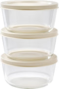 DURA LIVING Borosilicate Glass Food Containers - 6 Piece Set (2 cup) - Premium Storage Solution Microwave & Dishwasher Safe, BPA-Free Lids, White
