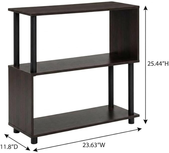 Furnifact Espresso Bookcase with Sturdy Wood Construction, Modern Design, Ample Storage Space for Home or Office Use