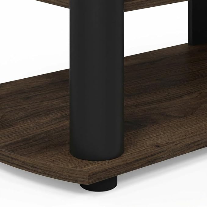 Furnifact Walnut and Black TV Stand, Entertainment Center with Spacious Surface, Multiple compartments for Electronics and Accessories